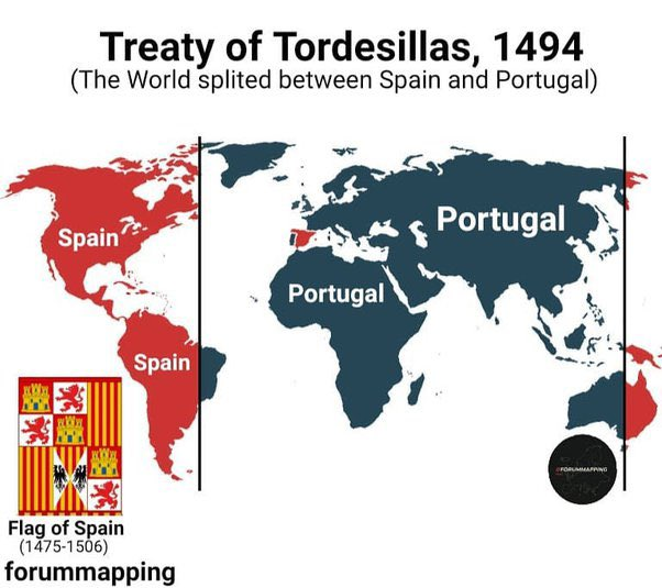 <p><span>It drew a longitudinal line 370 leagues west of the Cape Verde Islands, and granted Portugal lands </span><strong>east</strong><span> of the line (parts of North & South America, carribean islands, and most of Brazil). </span><br><br><span>Spain got the western portion of the division (eastern part of Brazil).</span></p>