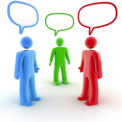 <p>they speak to one another</p>