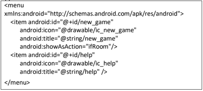 <p>is used to present user actions and other options in the app's activities.</p>
