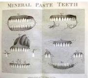 <p>De Chemant published his work and received French and English patents for his porcelain dentures which he described as being constructed of <strong>‘incorruptible mineral paste’</strong> De Chemant’s prosthesis of baked porcelain was constructed with a base and teeth as a <em>single unit</em> and as a consequence was difficult to accurately construct</p>