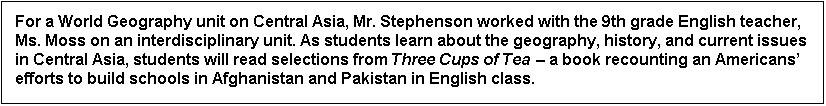 <p><span>Which of the following activities would be the </span><em>most </em><span>appropriate summative assessment option for the unit on Central Asia? (SSF)</span></p>