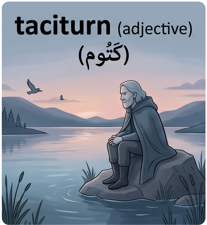 <p>(of a person) reserved or uncommunicative in speech; saying little.</p>