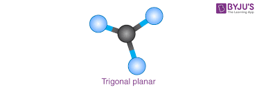 <ul><li><p>3 bonding pairs</p></li><li><p>120 degrees</p></li></ul><p></p>
