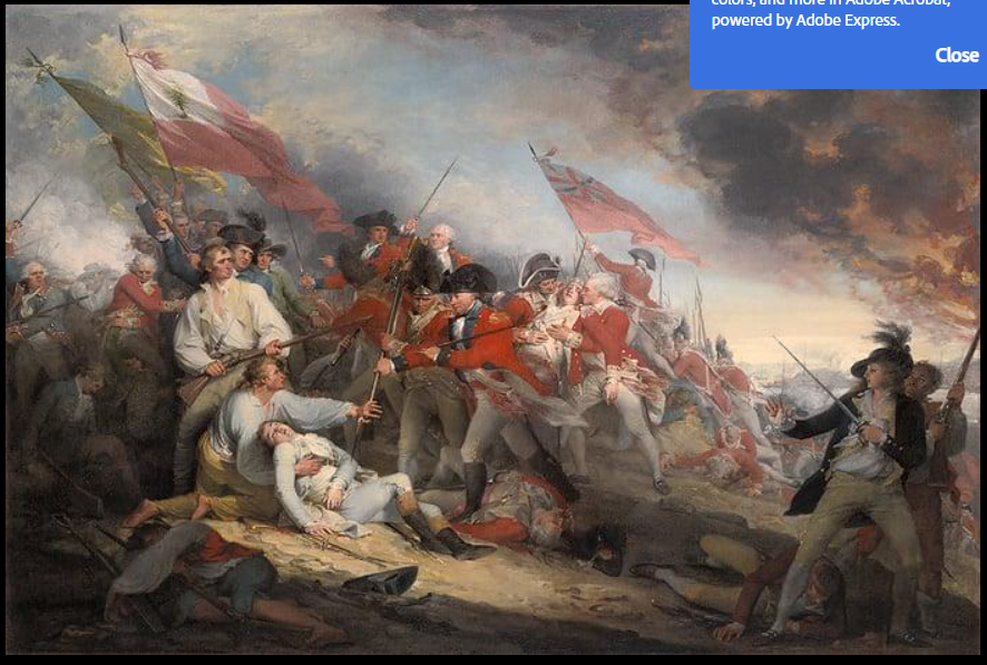 <p>John Trumbull, <em>Death of General Warren Battle of Bunker’s Hill</em> (1786) <strong>Worldview</strong></p>