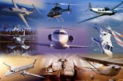 <p>travel via aircraft</p>