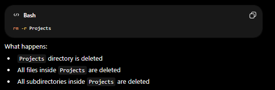 <p>rm -r</p>