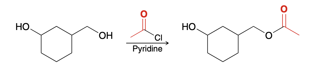 <p>This process is sensitive to steric effects, which can be exploited to selectively acylate a primary alcohol in the presence of a secondary (more hindered) alcohol</p>