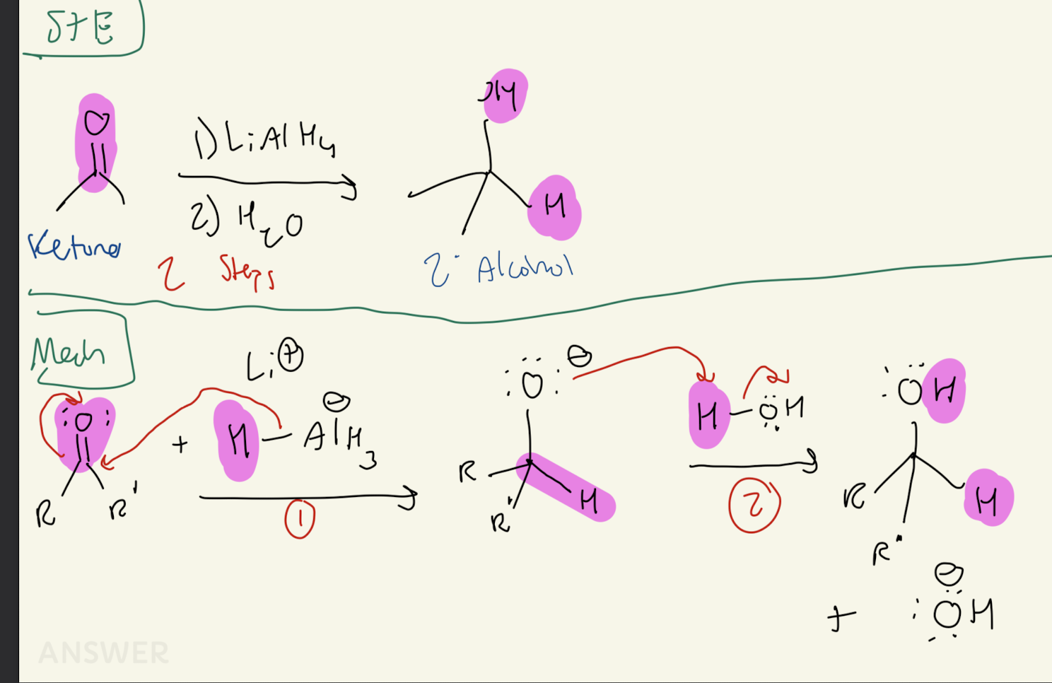 <p><strong>Ketone → 2° Alcohol</strong></p>