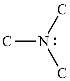 <p>Nitrogen bonded to three alkyl/aryl groups.</p>