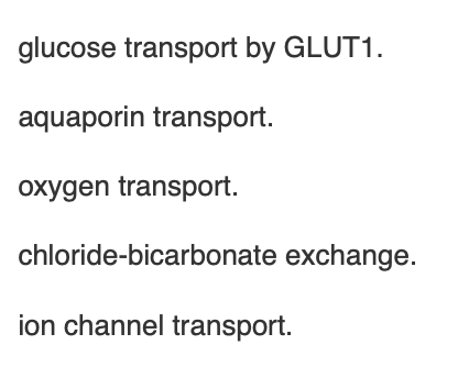 <p><span>Each of the following is an example of facilitated diffusion </span><em>except</em></p>