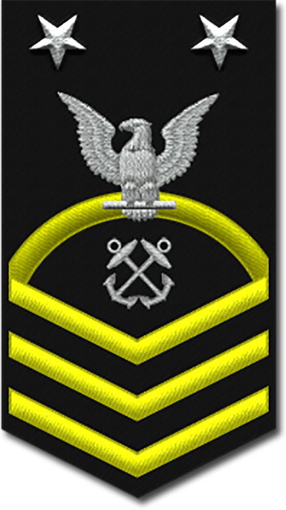 <p>What is the E9 two-star Navy noncommissioned officer’s title and acronym?</p>