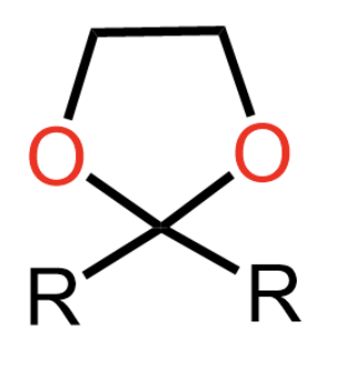 <p>forms cyclic acetal</p>