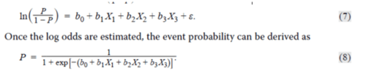 <p>Uses the logistic transformation of the event probability</p><p>(P) into the log odds, as the dependent variable</p>