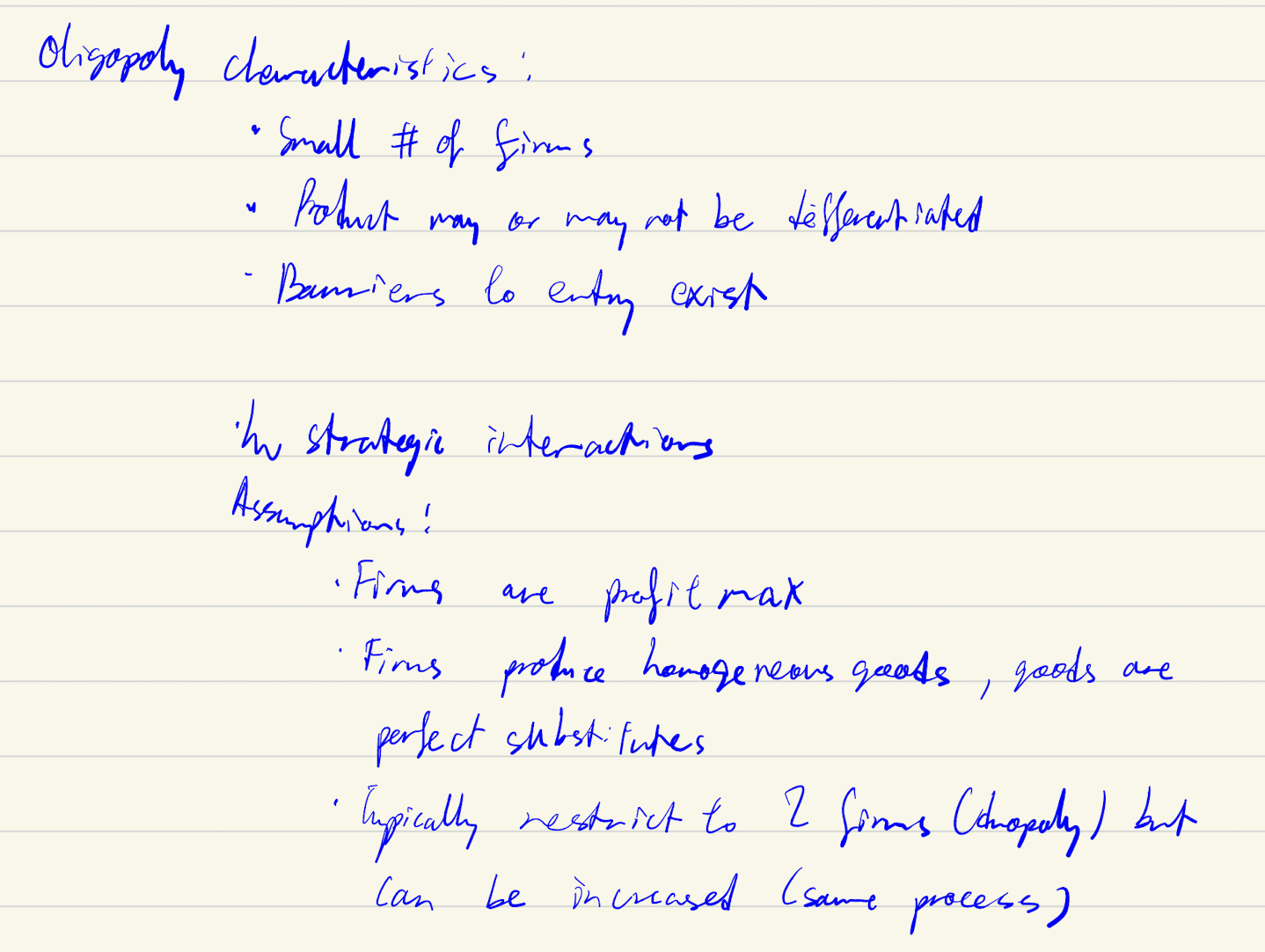 <p>4 variables of interest, price &amp; quantity each firm sets</p>