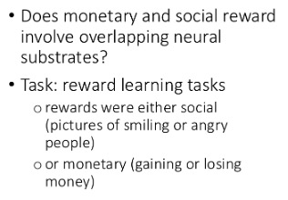 <p>This is the task ppts were presented with, (1) what were the areas in the striatum correlated with and (2) when is activity greater</p>
