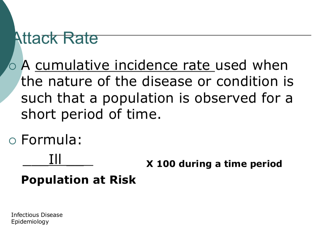 <p>Measures of disease outbreaks</p>