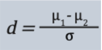 <p>population mean 1 - population mean 2/ standard deviation of a population</p><p></p>