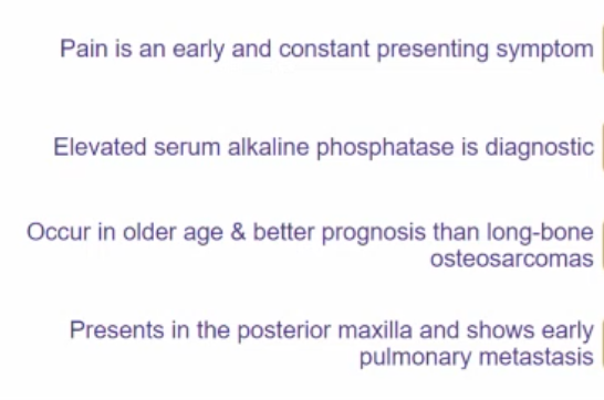 <p>which is TRUE about OSTEOSARCOMA of the jaw </p>
