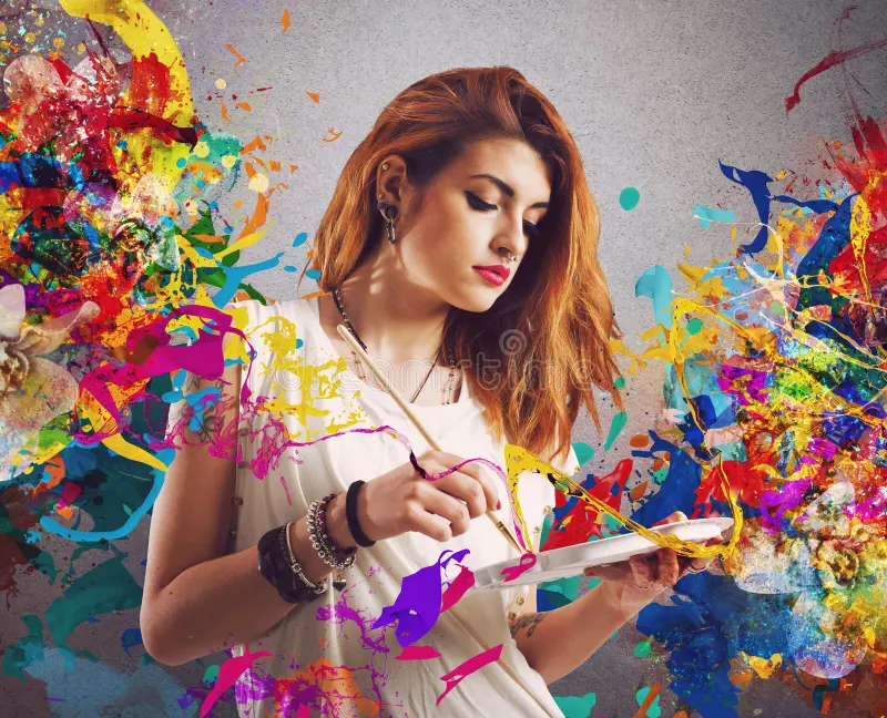 <p>Mijn zus is heel… ze schildert prachtige bloemen.</p>