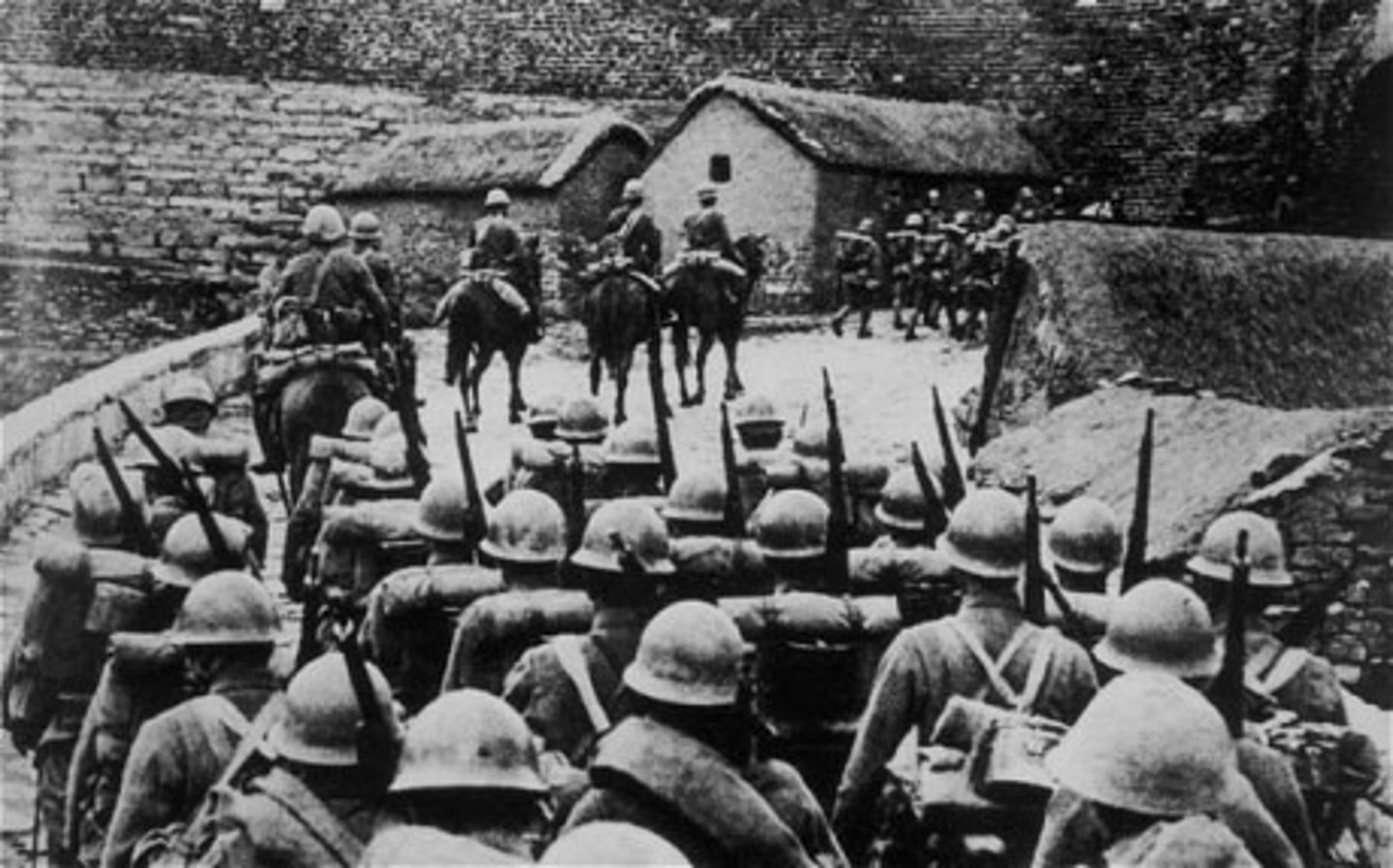 <p>In 1931, Japanese army officers blew up tracks on a Japanese owned Railroad line and claimed the Chinese did it. In "self-defense" they attacked Chinese forces without their government's consent</p>