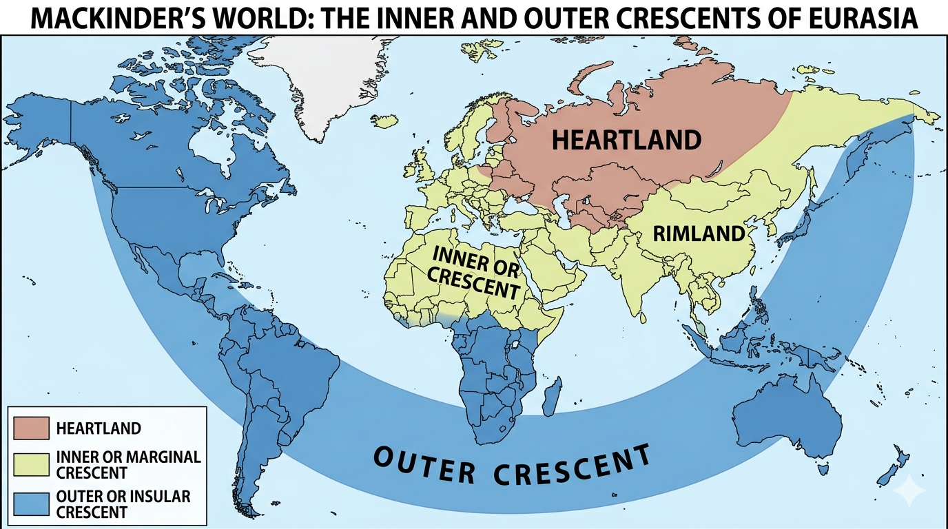 <p>A geopolitical theory comparing the strategic importance of the interior of Eurasia versus its maritime edges</p>