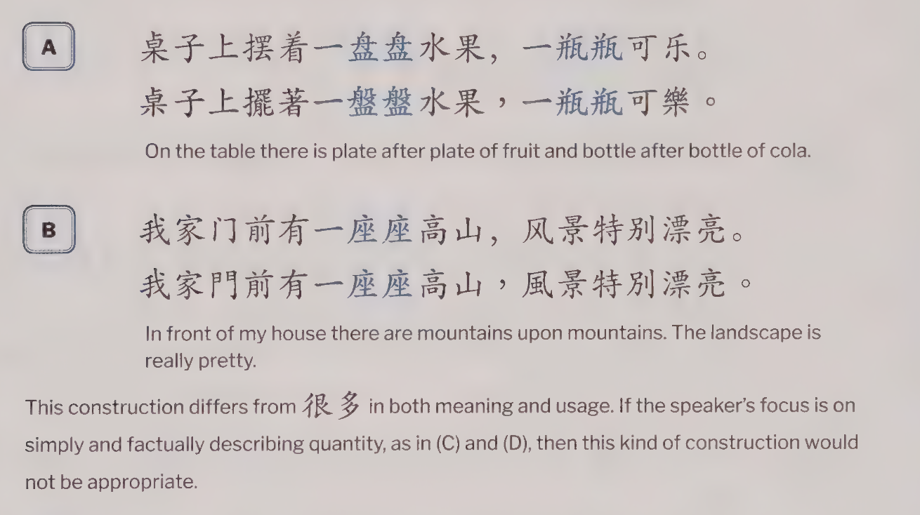 一 + reduplicated measure word: is used to describe a large grouping of identical or similar yet individual objects.