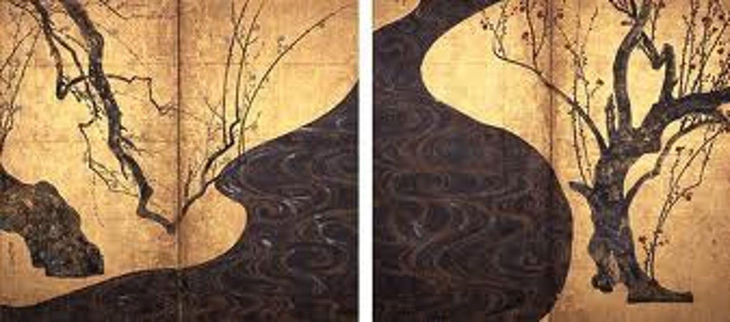 <p>Artist: Ogata Korin</p><p>Period:</p><p>Dates: c. 1710-1716 C.E.</p><p>Culture: Japan</p><p>Material: Ink, watercolor and gold leaf on paper</p>