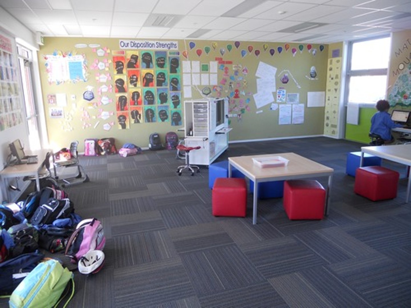 <p>the boy is at school</p>