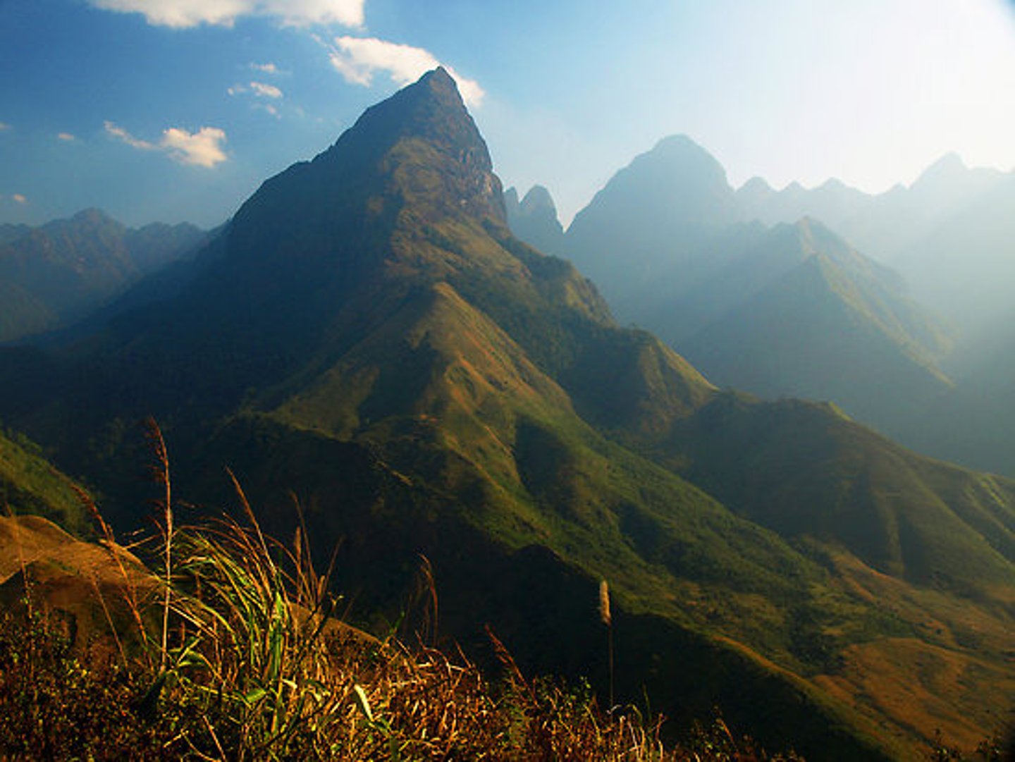 <p>mountain rising dramatically</p>
