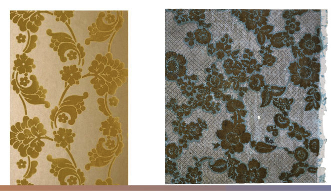 <p>- fabric with raised velvet-like pattern </p>