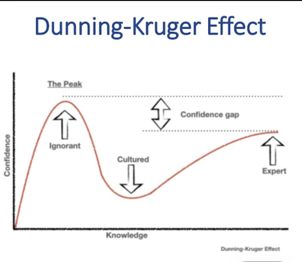 <p>What cognitive bias is depicted in this graph showing how confidence varies relative to knowledge?</p>