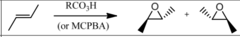 <p>Reagents: 1. RCO₃H (or MCPBA)</p><p>What's Added: OH & OH</p><p>Regioselectivity: -</p><p>Sterioselectivity: Anti Addition </p><p>Intermediate: Epoxide</p>