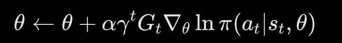 <p>Policy Gradient Theorem to update parameters directly from sampled trajectories.<br>θ<sub>t+1</sub> = θ<sub>t</sub> + α G<sub>t</sub> ∇ ln π(A<sub>t</sub> | S<sub>t</sub>, θ<sub>t</sub>)<br><br>We stabilize learning speed by shifting updates to reward advantages.<br>θ<sub>t+1</sub> = θ<sub>t</sub> + α [ G<sub>t</sub> - v(S<sub>t</sub>, w) ] ∇ ln π(A<sub>t</sub> | S<sub>t</sub>, θ<sub>t</sub>)</p>