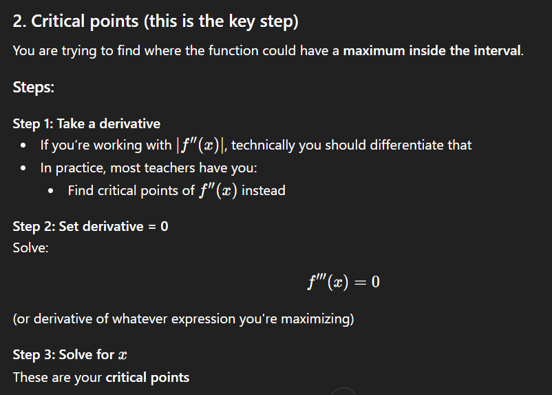 <p>1. Endpoints<br><br>2. (see image)<br><br>(take absolute value bars off AFTER you plug them in</p>