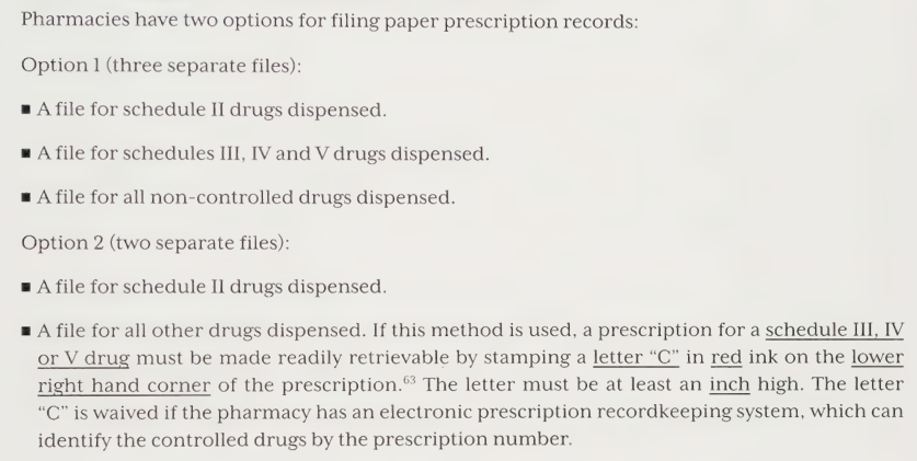 <ul><li><p>CII ALWAYS SEPERATE</p></li><li><p>CIII-V can be separate or together with other NS as long as they are readily available</p><ul><li><p>stamped with the letter C in red ink </p></li></ul></li></ul><p></p>