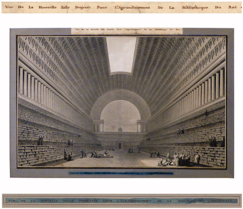 <p>Enormous library symbolizes importance of education, intellectual progress, and accumulation of human knowledge.</p><p>Used an immense barrel-vaulted space to inspire awe and communicate the importance of learning</p><p>Neoclassicism: symmetrical arrangement, classical columns, and geomtrical organization reflect Enlightenment ideals of rationality and order</p><p>library in sublime (aesthetic concept describing an experience of overwhelming greatness, awe, and terror that exceeds human measurement or rational control) square, knowledge is enlightenment</p>