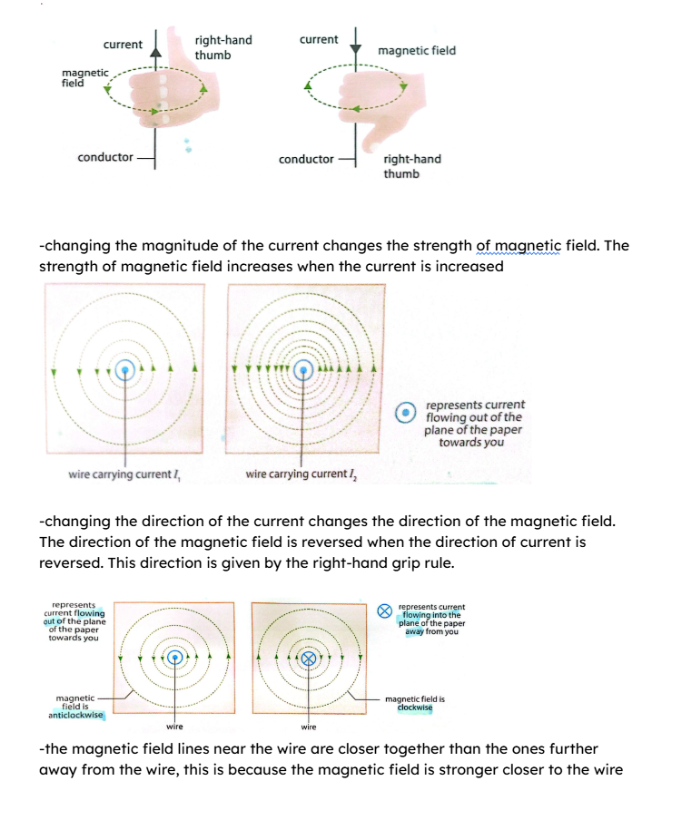 <p><span style="background-color: transparent;">The directions of the needles on the compasses follow the right-hand grip rule. If we grip the conductor with our thumb pointing in the direction of the conventional current (not electron flow), the curl of the fingers shows the direction of the magnetic field</span></p>