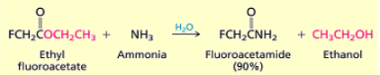 <p>you yield an amide and an alcohol. OR group leaves and is protonated, and NH2 adds to carbon. </p>