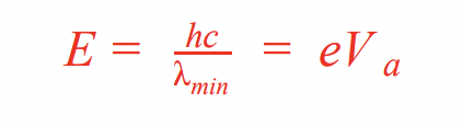 <p>Product of charge of an electron and accelerating voltage = max energy because this is the value of the KE as the electrons hit the target.</p>
