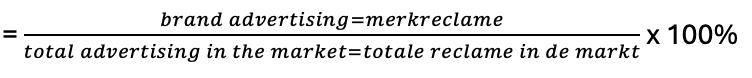 <p>De zichtbaarheid van een organisatie in vergelijking met concurrenten, hoe aanwezig een organisatie is op de advertentiemarkt </p>