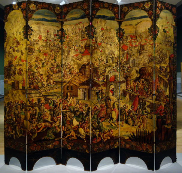 <p>Screen with the Siege of Belgrade and hunting scene</p>