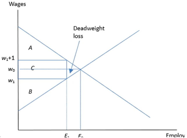 <p>> A = Producer Surplus</p><p>> B = Consumer Surplus</p><p>> C = Government Revenue</p>