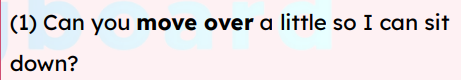 <p>move over </p>
