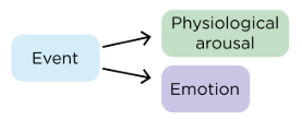 <p>Theory of emotion that separates the emotional response from the physiological response.</p><ul><li><p>Stimulus → Thalamus → Emotional Response & Physiological Response</p></li></ul><p></p>
