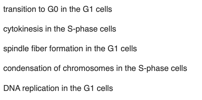 <p><span>When early G1 phase cells are fused with S-phase cells using polyethylene glycol (PEG), which of the following events would you expect to be induced?</span></p>