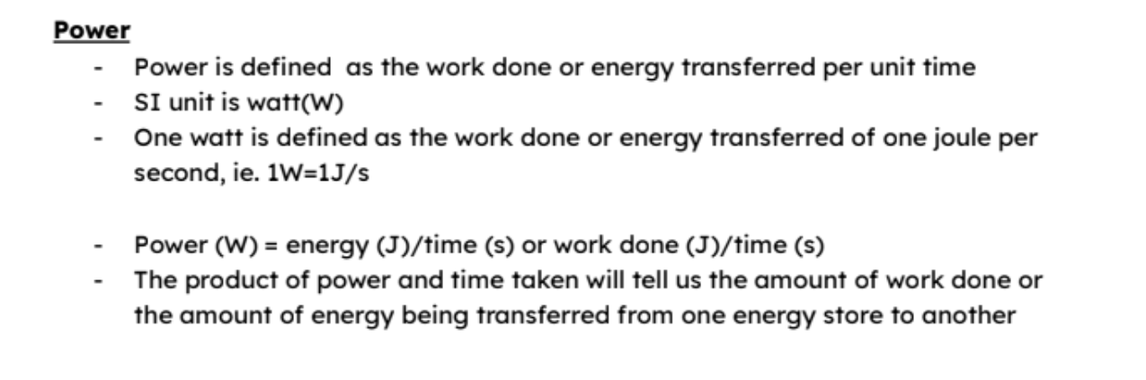 <p>power = energy divided by time or work done divided by time </p>