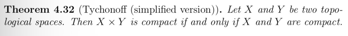 <p>It follows by induction that any finite product of compact topological spaces is compact.</p>