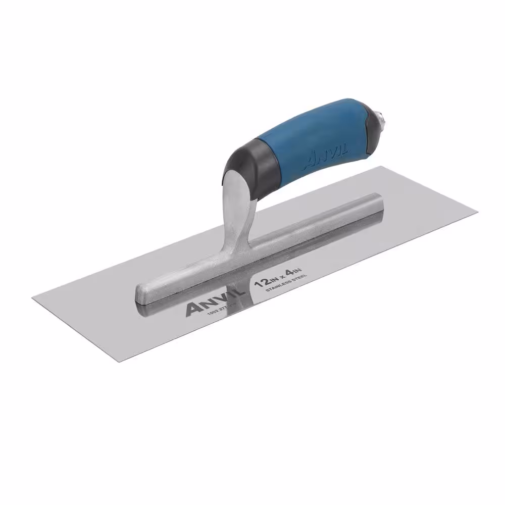 <p>Flat, rectangular, steel concrete finishing tool about 4 inches wide and 14 inches long, used to smooth and polish laid concrete.</p>