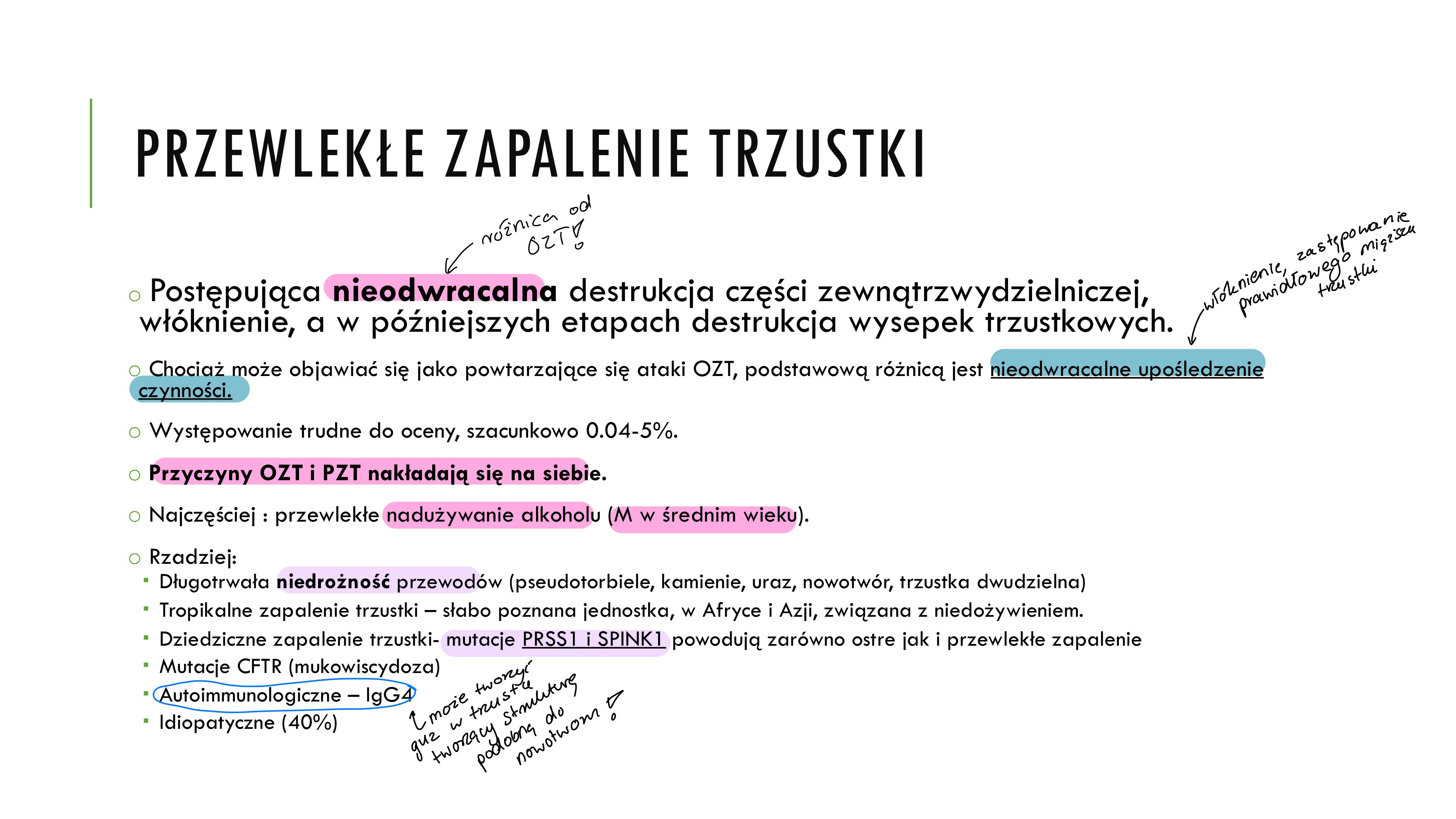 <p>alkoholizm, głównie M w średnim wieku</p>