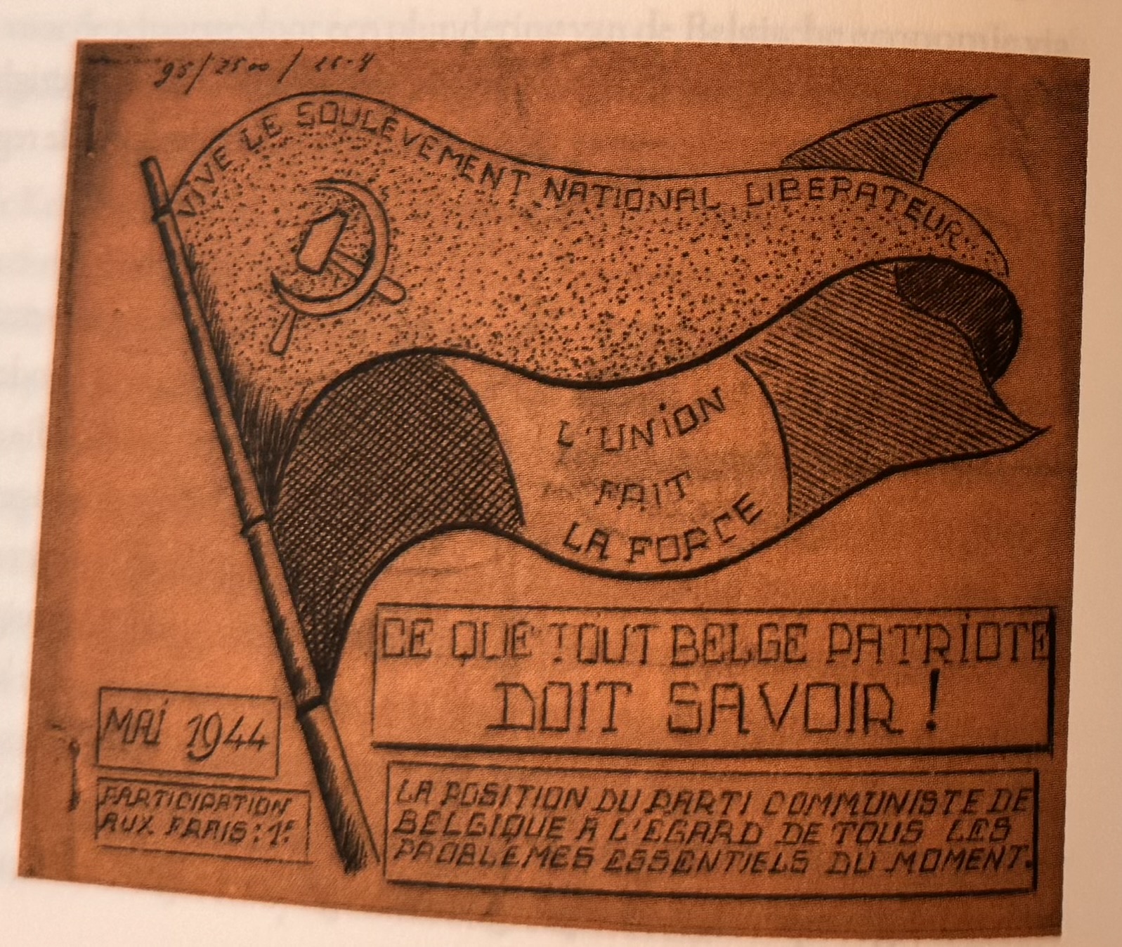 [Zie afbeelding: verzetsaffiche 'De ole tout Belge patriot doit savoir'] Wat toont dit affiche?